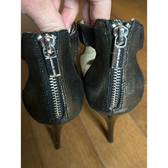 Michael Kors, gunmetal lizard pattern open toe,heel zipper stilettos size 7.5 - Picture 8 of 12